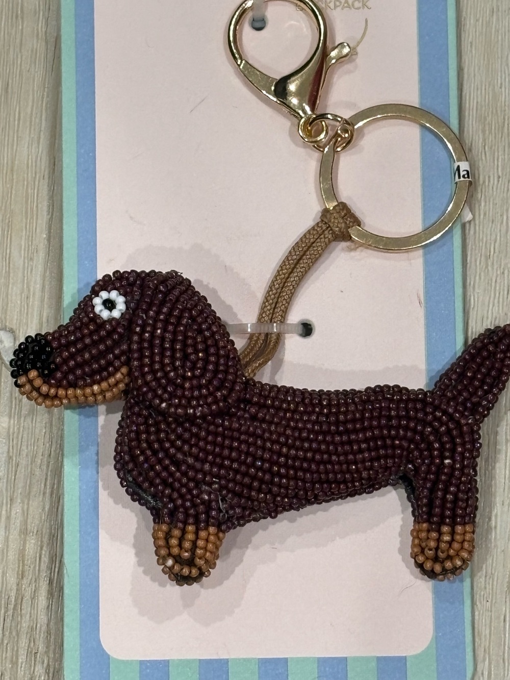 NIB Piper K Beaded Dachshund Keychain Bag charm